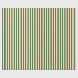 Papel de regalo vertical verde oliva y crema