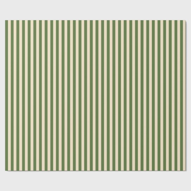 Papel de regalo vertical verde oliva y crema (Costura)