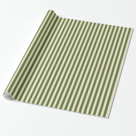 Papel de regalo vertical verde oliva y crema