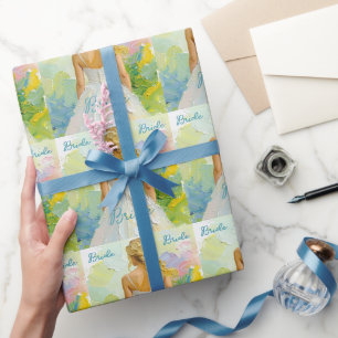 Papel De Regalo Vestido blanco de desayuno nupcial sobre fondo abs