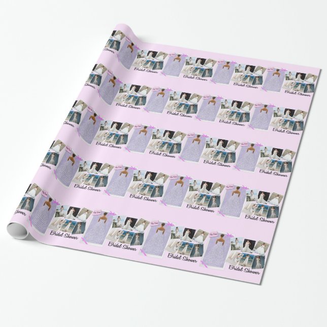 Papel De Regalo Vestido boda ducha de novia rosa y lavanda (Desenrollado)