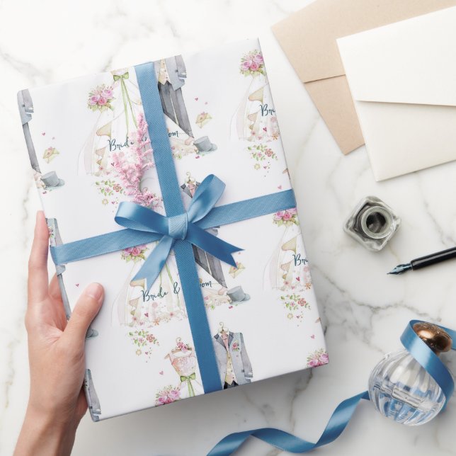 Papel De Regalo Vestido Boda Novia y Groom (Regalar)