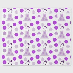 Papel De Regalo vestido lila sobre blanco