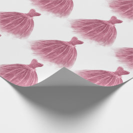 Papel De Regalo Vestido Purpurina rosa Patrón Fiesta elegante