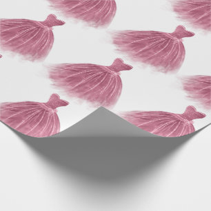 Papel De Regalo Vestido Purpurina rosa Patrón Fiesta elegante