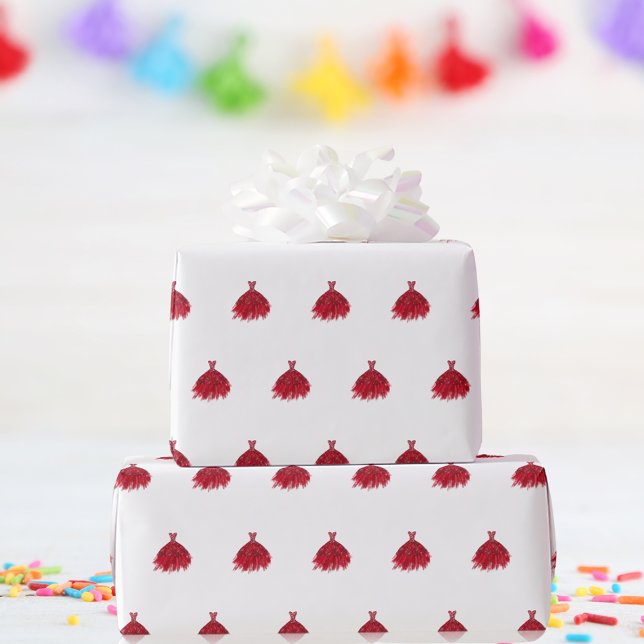 Papel De Regalo Vestido rojo blanco chica de cumpleaños (Subido por el creador)