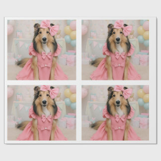 Papel De Regalo Vestido rosa sheltie