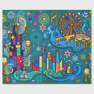 Papel De Regalo Viaja por EE. UU., Alegoría de Chicago