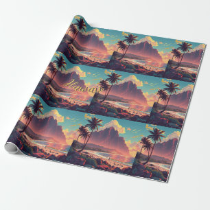 Papel De Regalo Viaje de estilo vintage en Hawái Honolulu Mid-Paci