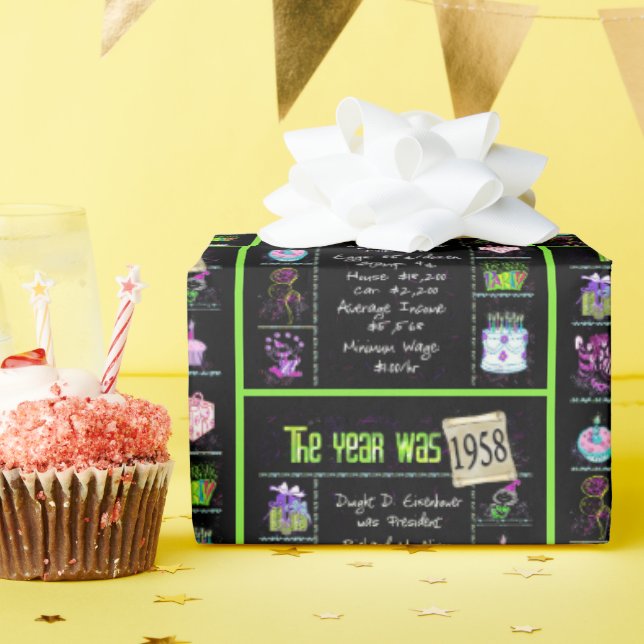 Papel De Regalo Viaje del año de los cumpleaños 1958 (Fiesta de cumpleaños )