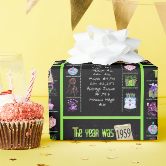 Papel De Regalo Viaje del año de los cumpleaños 1959 (Fiesta de cumpleaños )