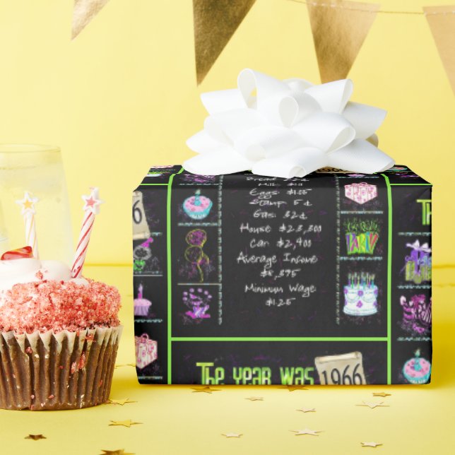 Papel De Regalo Viaje del año de los cumpleaños 1966 (Fiesta de cumpleaños )