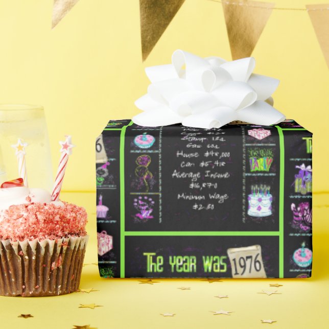 Papel De Regalo Viaje del año de los cumpleaños 1976 (Fiesta de cumpleaños )