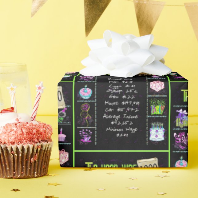 Papel De Regalo Viaje del año de los cumpleaños 1990 (Fiesta de cumpleaños )