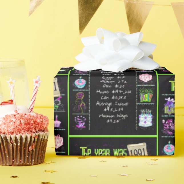 Papel De Regalo Viaje del año de los cumpleaños 1991 (Fiesta de cumpleaños )