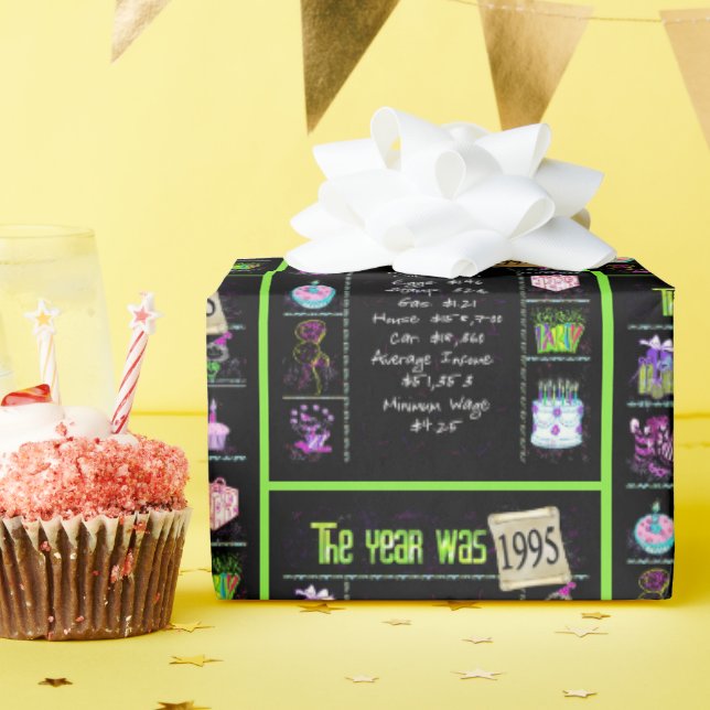 Papel De Regalo Viaje del año de los cumpleaños de 1995 (Fiesta de cumpleaños )