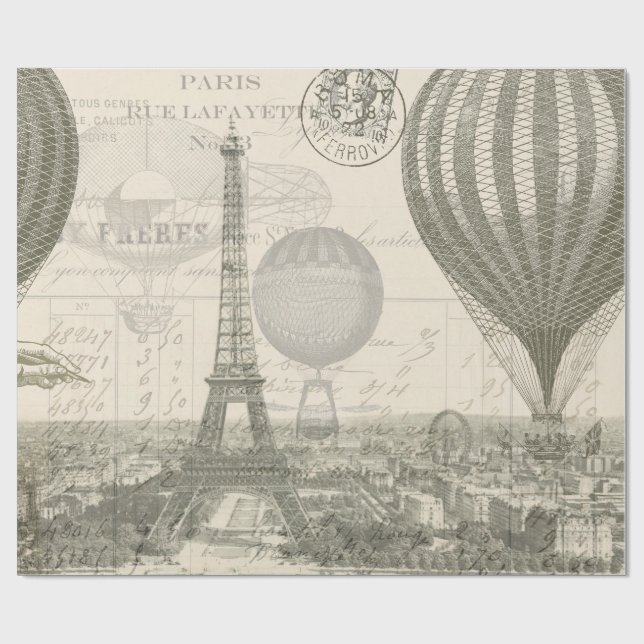 Papel De Regalo Viaje del globo de París (Superficie plana)
