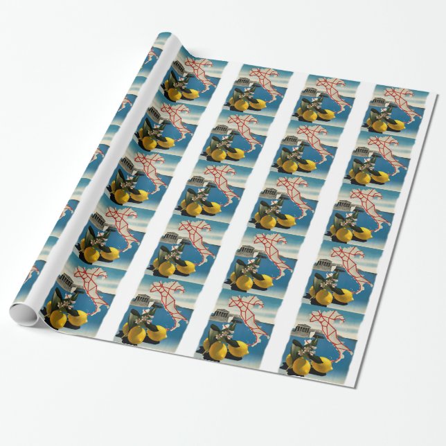 Papel De Regalo Viaje por Italia Vintage (Desenrollado)