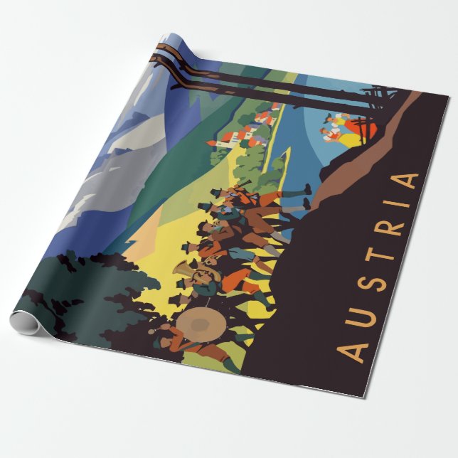 Papel De Regalo Viajes de los antiguos Alpes de Austria (Desenrollado)