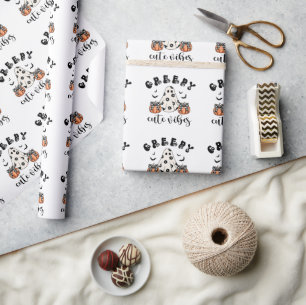 Papel De Regalo Vibraciones espeluznantes y lindas, fantasma y cal