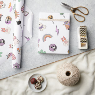 Papel De Regalo Vibraciones Retro Espeluznantes Halloween