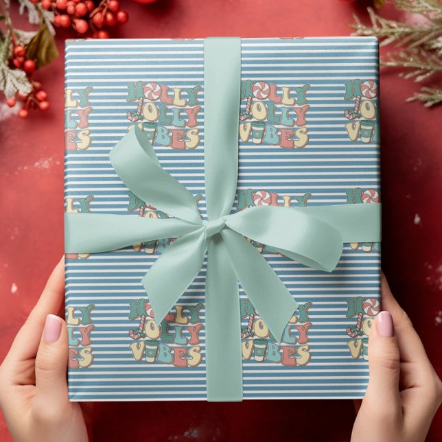 Papel De Regalo Vibraciones Retro Navideñas Alegres (Subido por el creador)