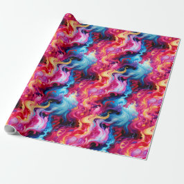 Papel De Regalo Vibrant Abstract Fluid Art Wrapping Paper