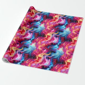 Papel De Regalo Vibrant Abstract Fluid Art Wrapping Paper