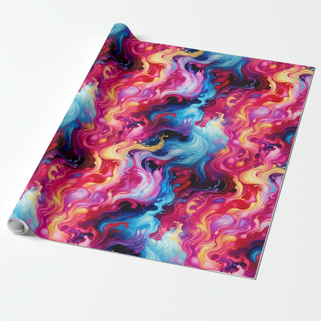 Papel De Regalo Vibrant Abstract Fluid Art Wrapping Paper  (Desenrollado)