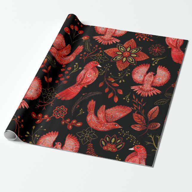 Papel De Regalo  Vibrant floral and leafy pattern designs (Desenrollado)