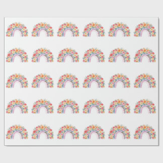 Papel De Regalo Vibrant Floral Rainbow Watercolor Birthday