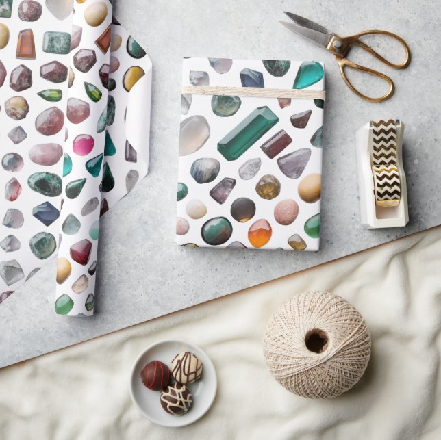 Papel De Regalo Vibrant Gemstone Pattern (Artesanía)
