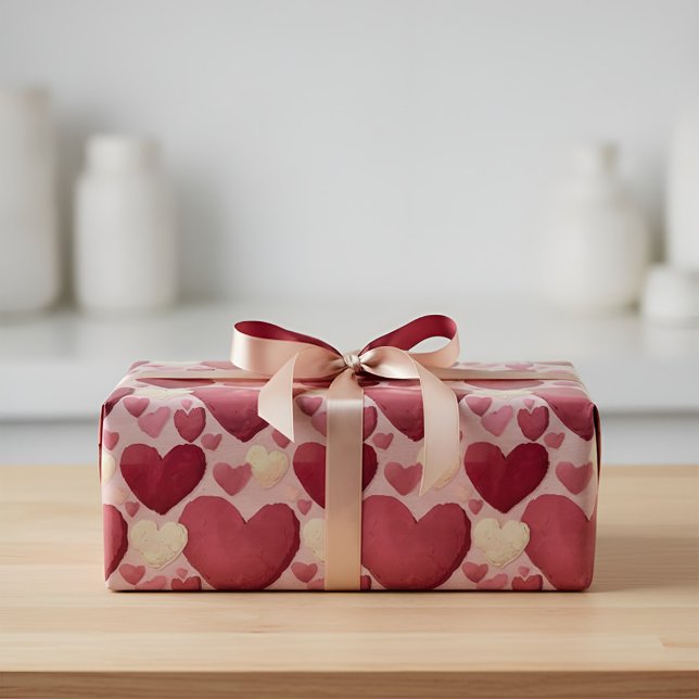 Papel De Regalo Vibrant Heart Pattern Wrapping Paper - Pink, Red,  (Subido por el creador)