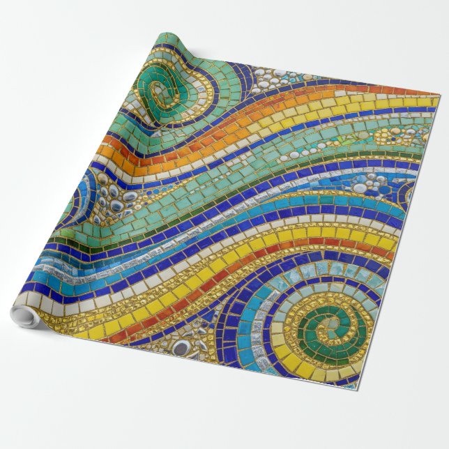 Papel De Regalo Vibrant Mosaic Swirl Wrapping Paper (Desenrollado)
