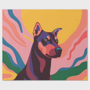 Papel De Regalo Vibrant Pop Art Doberman Portrait