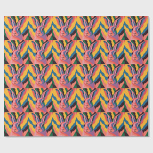 Papel De Regalo Vibrant Pop Art Rabbit Portrait Illustration