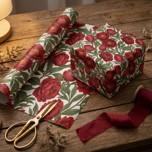 Papel De Regalo Vibrant Red Peony Collection Customizable Party  (Subido por el creador)