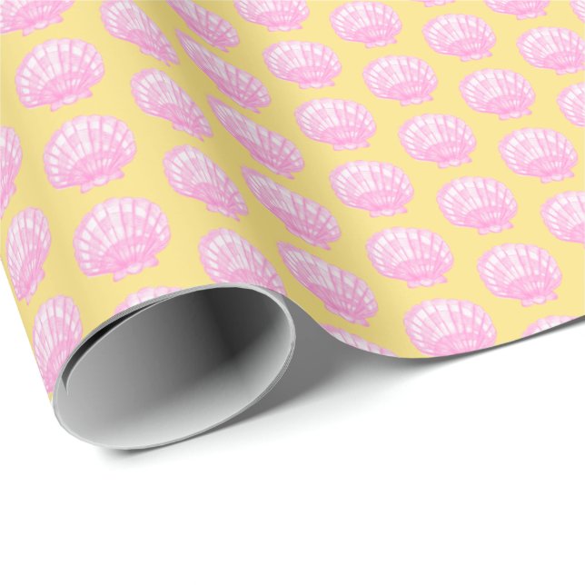 Papel De Regalo Vibrant Shell (Yellow and Pink) Wrapping Paper (Esquina del rollo)