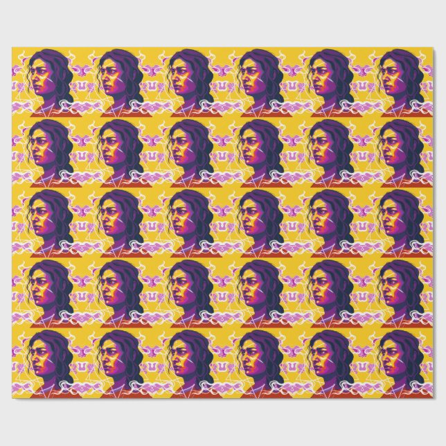 Papel De Regalo Vibrant Stylized Portrait with Abstract Elements (Superficie plana)