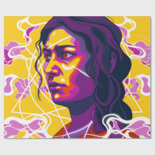 Papel De Regalo Vibrant Stylized Portrait with Abstract Elements