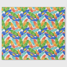 Papel De Regalo Vibrant Watercolor Feather Pattern — Abstract ِArt