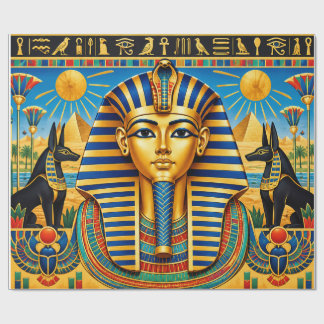 Papel De Regalo Vibrante Antiguo Egipcio Faraónico con Anubis