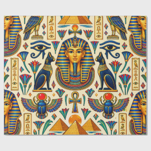 Papel De Regalo Vibrante Antiguo Egipto Faraones Escarabajos Halco