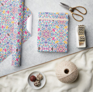 Papel De Regalo Vibrante Boda de Arcoíris al Estilo Fiesta Mexican