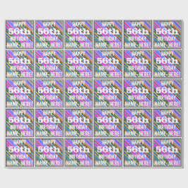 Papel De Regalo Vibrante, colorido cumpleaños número 56 + nombre p