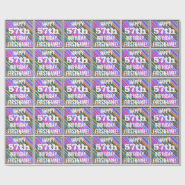 Papel De Regalo Vibrante, colorido cumpleaños número 57 + nombre p