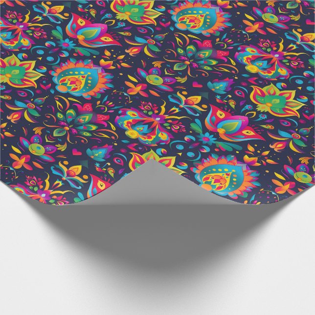 Papel De Regalo Vibrante Diwali con lámpara Diya (Esquina)