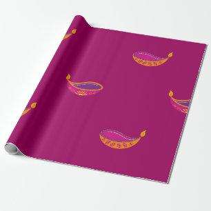 Papel De Regalo Vibrante Diya festivo indio de Diwali