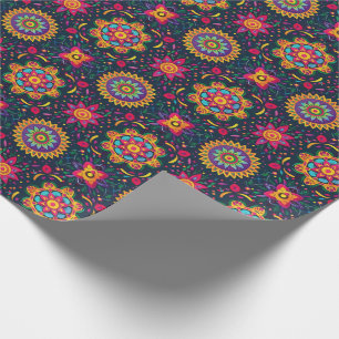Papel De Regalo Vibrante Festival Diwali Bloom Grid