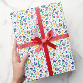 Papel De Regalo Vibrante Fiesta Floral Fiesta Mexicano Diseño